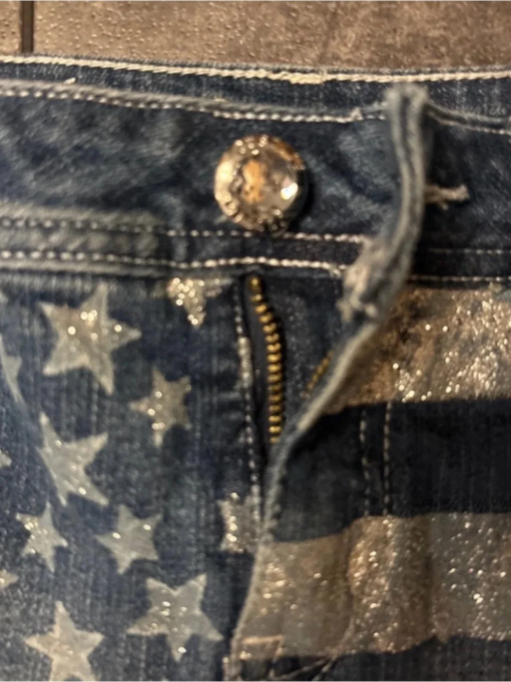 Justice  Star & Stripe Denim Shorts - Blue